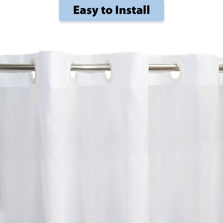 YISURE Split Shower Curtain for Bath Sliding Transfer Benches, White Polyester 80x74 Bath Curtain with Two 13.4x11.8-Separated-Away Slits at Bottom,