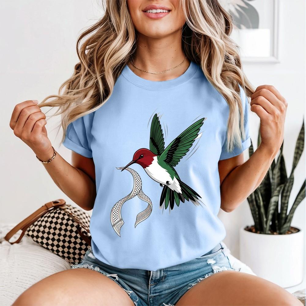 T-shirt Unisex Colibrì Palestina Keffiyeh Maglietta da Donna Pace Per La Palestina