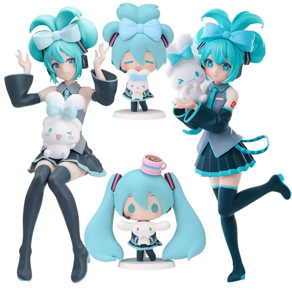 1 Stück 20 cm / 7,87 Zoll Hatsune Miku X Cinnamoroll Anime Figur Kawaii Miku Action Figur PVC Erwachsenen Sammlermodell Puppen Spielzeug Geschenke