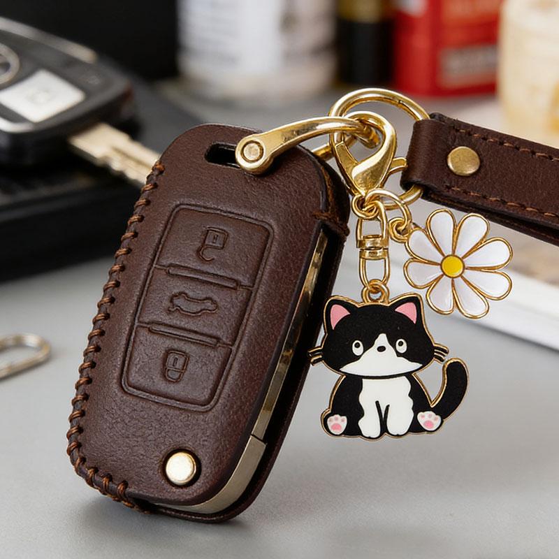 1/8pcs Cat & Daisy Cute Keychain Cartoon Handbag Pendants for Women Girls Key Ring Bag Charm