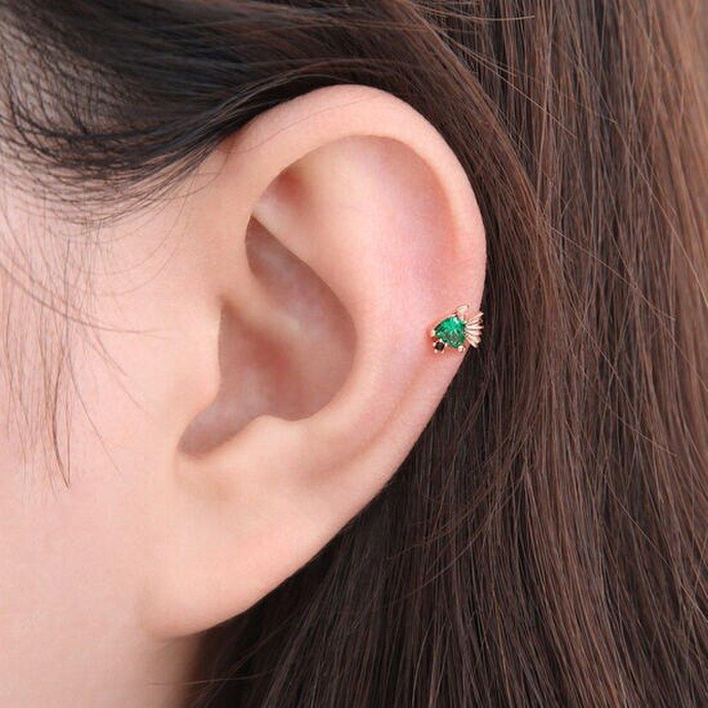 [1+1] Greenfish Cubic 14K Rose Gold Needle Piercing (2 types)