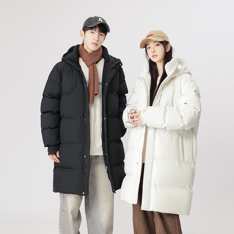 Medium and Long Cotton-padded Clothes for Men and Women In Winter Thickened Warm Hooded Cotton-padded Clothes Over the Knee Cotton-padded Jacket