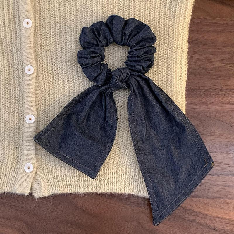 Large Denim Double layered Hair Scrunchies With Lace for Girls and Women Elastic  Hair Bands Nordic Style Hair Accessories