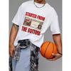White T Shirt with Food Coupon Graphic and Started From The Bottom Text for Casual Wear