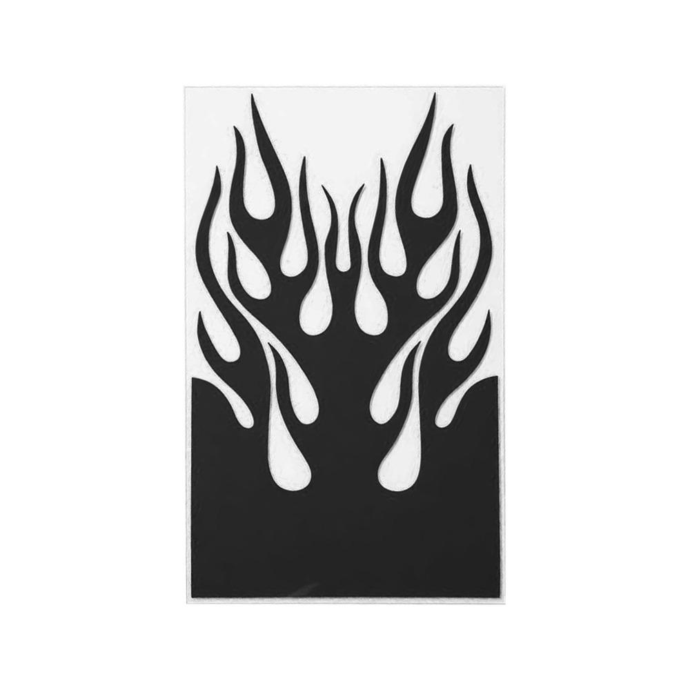 Flame Pattern Reflective Decal Waterproof Racing Stripes Decal  Electric Scooter Decor Black-25x 15cm