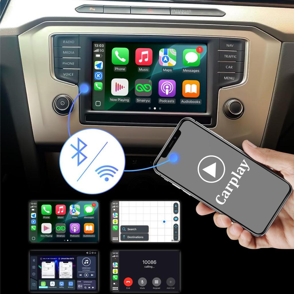 Sinairyu Wireless CarPlay Android Auto DAB DVR HDMI Compatible For Volkswagen Golf Skoda Seat MIB System Mirror Link