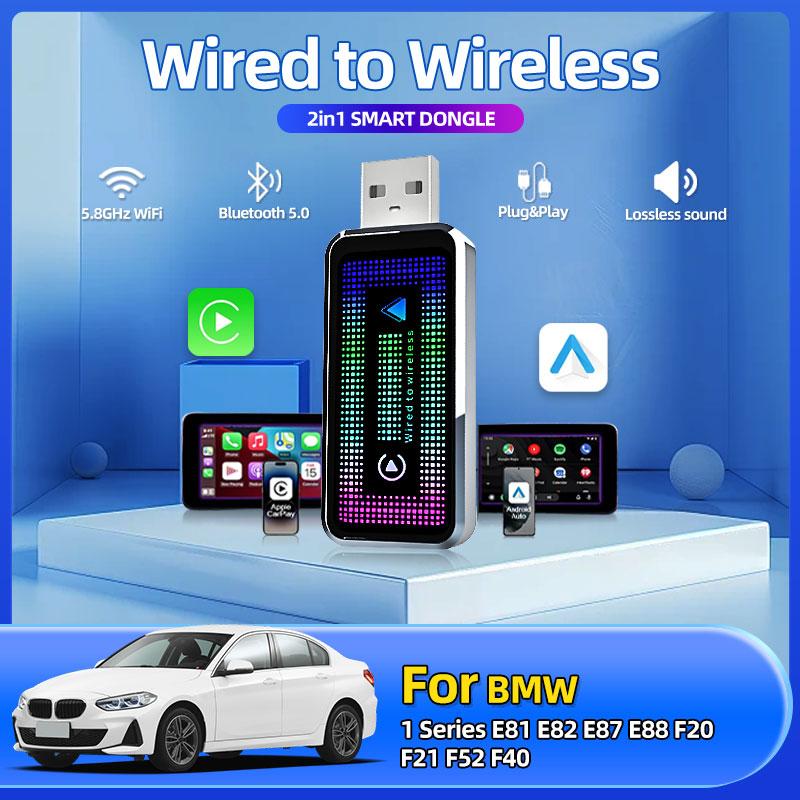 

2in1 Wireless CarPlay Android Auto Wireless Smart Dongle Mini Box Plug And Play For BMW 1 Series E81 E82 E87 E88 F20 F21 F52 F40 чёрный