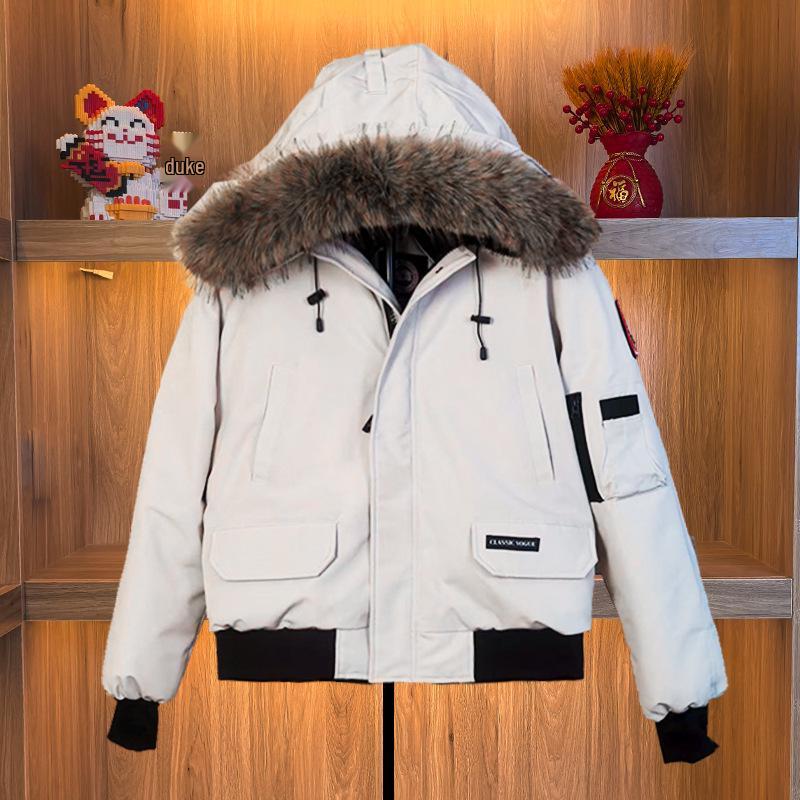 

Мужская модная американская ретро куртка на гусином пуху для мотоциклистов 2025 M грязно-белый