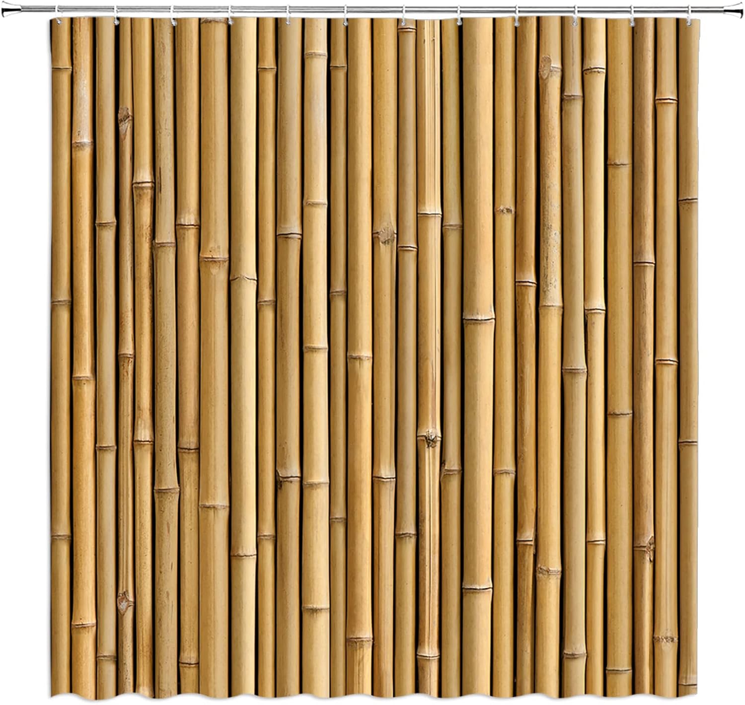 

Natural Bamboo Stick Pattern Waterproof Shower Curtain 180X180Cm - 3D Printed Wood Texture Bath Curtain For Eco Decor W60H190(CM)-1 Pcs