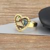 Nidin Daily Versatile Delicate Sweet Romantic Heart-shaped Natural Stone Adjustable Open Ring 5 Colors Fashion Party Jewelry
