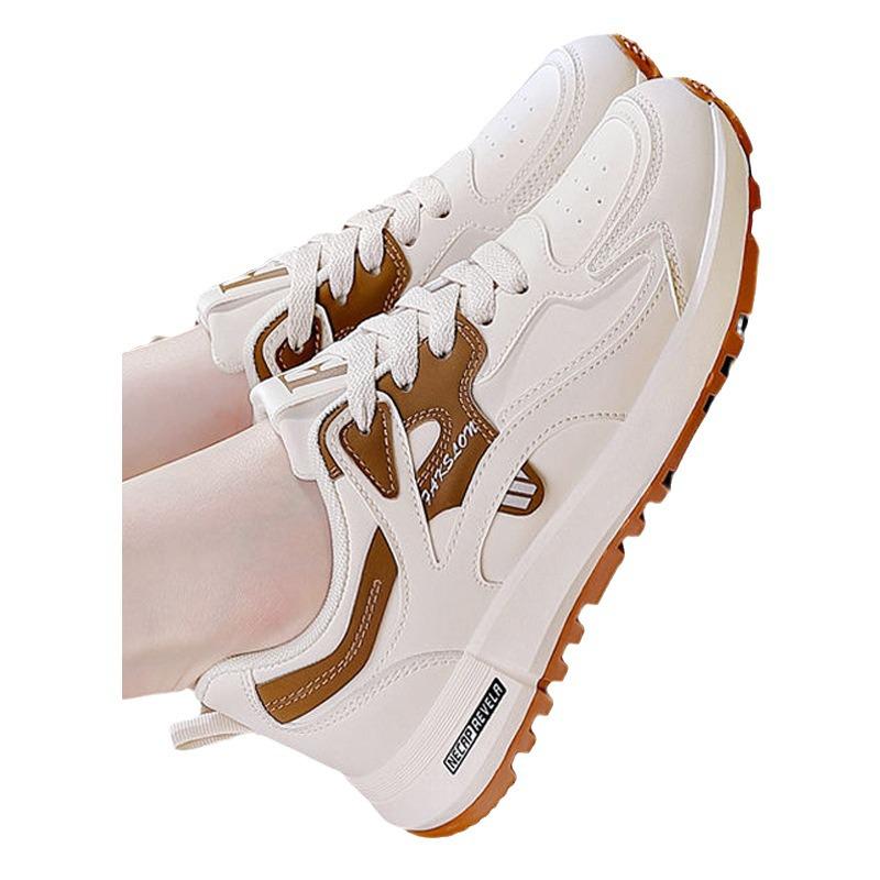 2024 Women's Lightweight Large Leather Running Shoes: Korean-Style Casual Sneakers