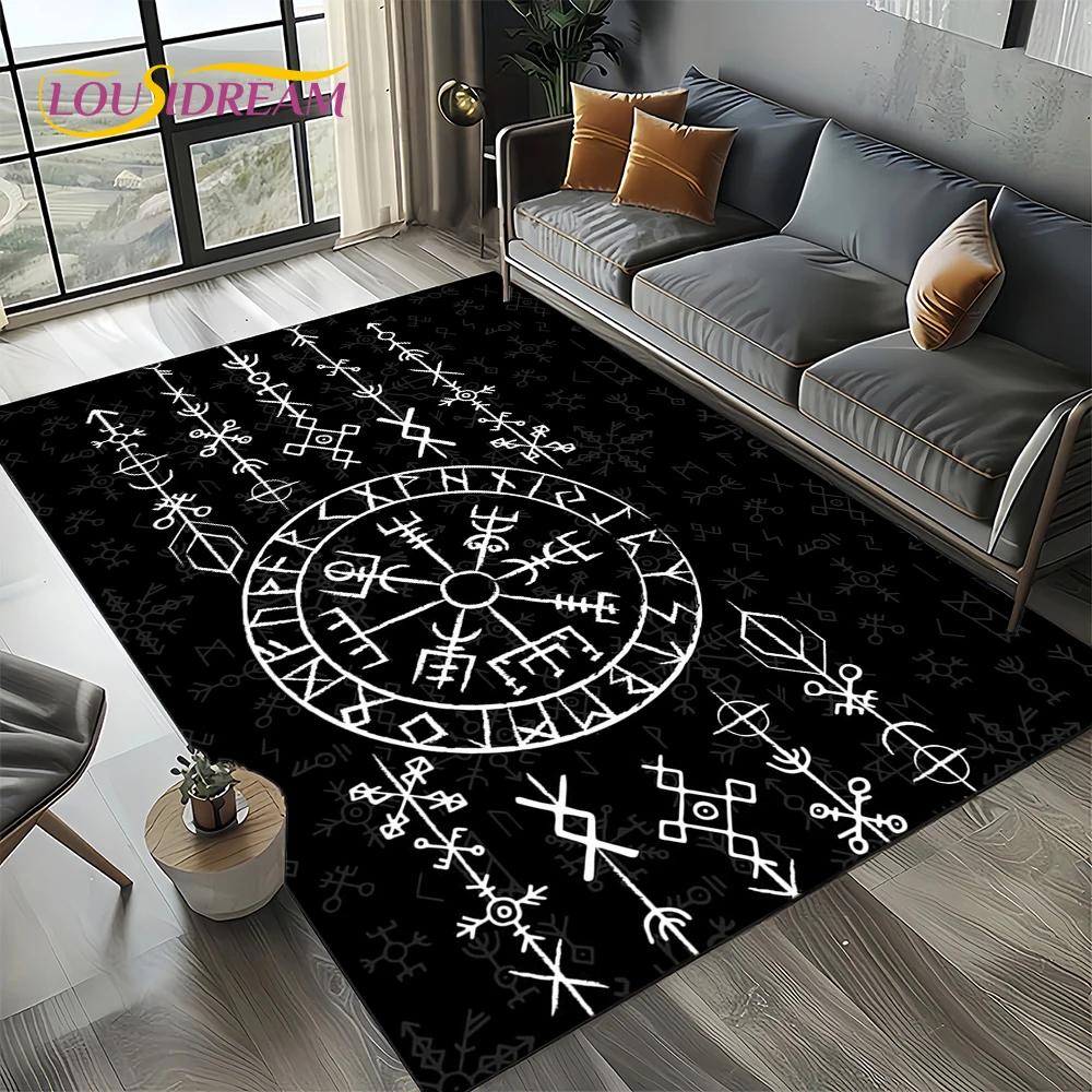 Odin Viking Symbol Valknut Nordic Valhalla Carpet Rug for Living Room Bedroom Home Sofa Decoration,Area Rug Non-slip Floor Mat