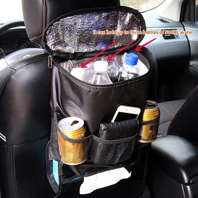 Organizer na siedzenie samochodowe Wielokieszeniowy Podróżny Izolowany Uchwyt na Napoje Torba Chłodząca do Przechowywania Cool Wrap Torba na Butelki z Kieszeniami z Siatki