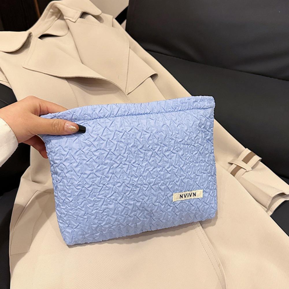 

Simple Zipper Makeup Bag Large Capacity Solid Color Clutches Bag Storage Bag Outdoor синий