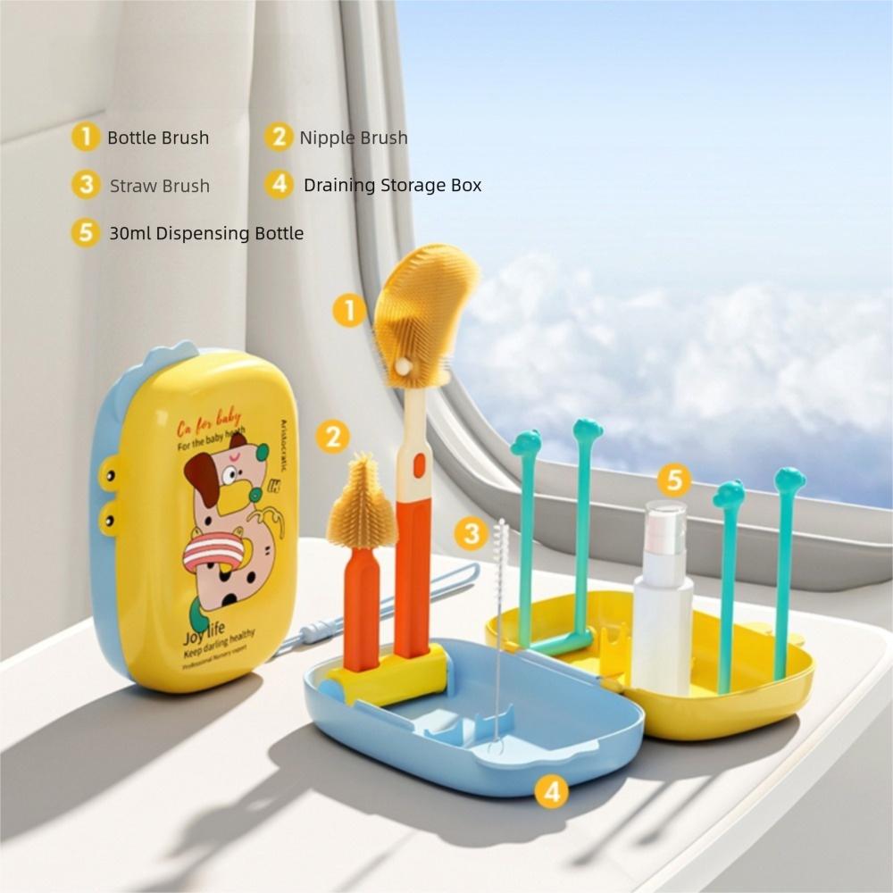 

Портативный набор щеток для детских бутылочек Многофункциональная моющая щетка Чистящие щетки Инструменты для чистки жёлтый