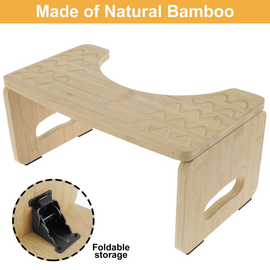 Toilet Footstool Bamboo Foldable Nonslip Bathroom Squat Stool Poop Potty Washroom Squatting Leg Raiser