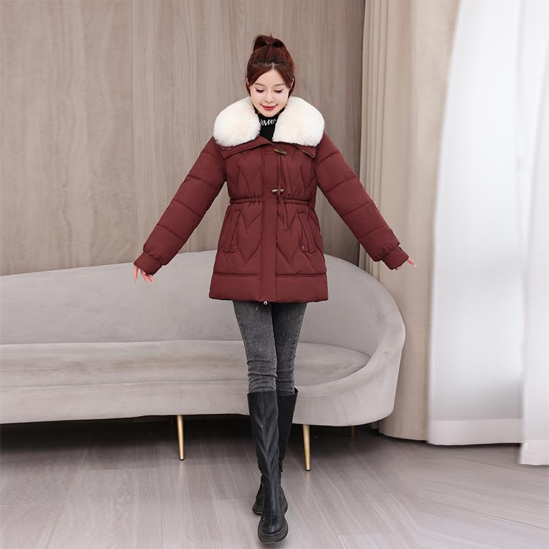 

Осень Зима Утолщенная Теплая Парка Женская Повседневная Однотонная Большой Карман Свободная Короткая Куртка Верхняя Одежда XXL красный