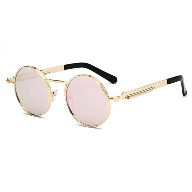 Retro Punk Spring Leg Round Sunglasses Men Metal Blue Myopia Lens Prescription Sun Glasses Women 0 -0.5 -0.75 To -6.0