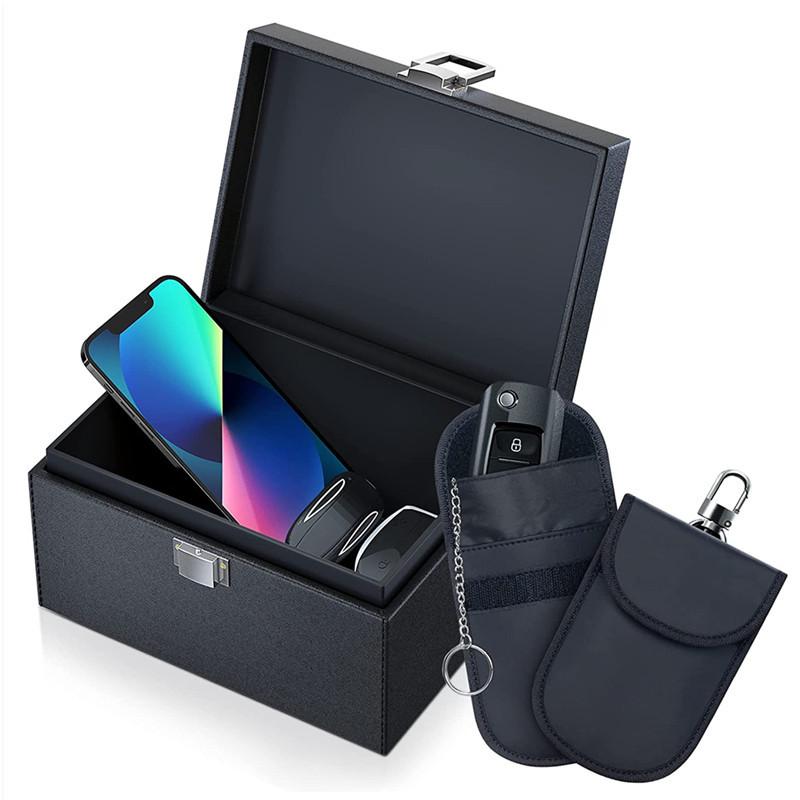 Black RFID Shielded Faraday Box Anti Theft Fob Protector Radiation-proof Mobile Phone Signal Shield Box Wifi