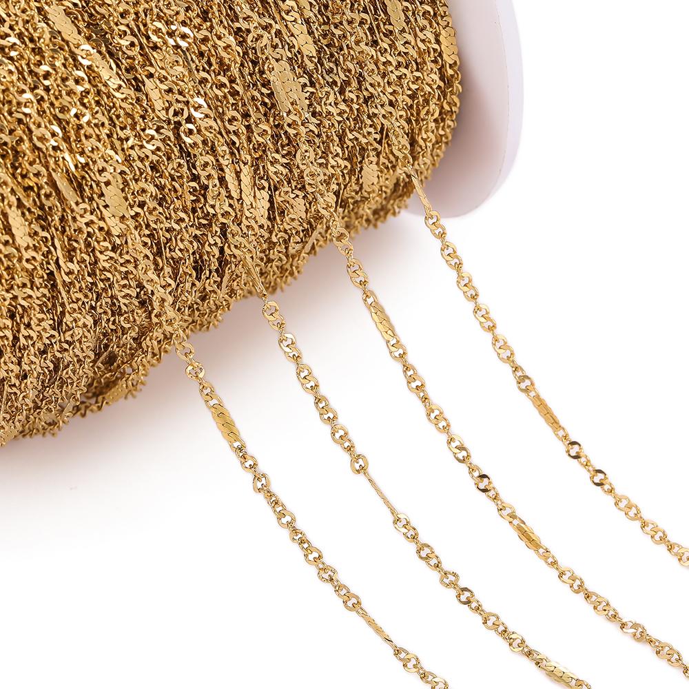 1Meter/Pack Stainless Steel Link Chains Bulk Gold Color Necklace Chains for DIY Bracelet Necklace Jewelry Making Accessories