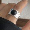 Xiaomi 925 Sterling Silver Rings for Women Couple Minimalist Handmade Simple Black Stone Ring Fine Jewelry Gift Prevent Allergy