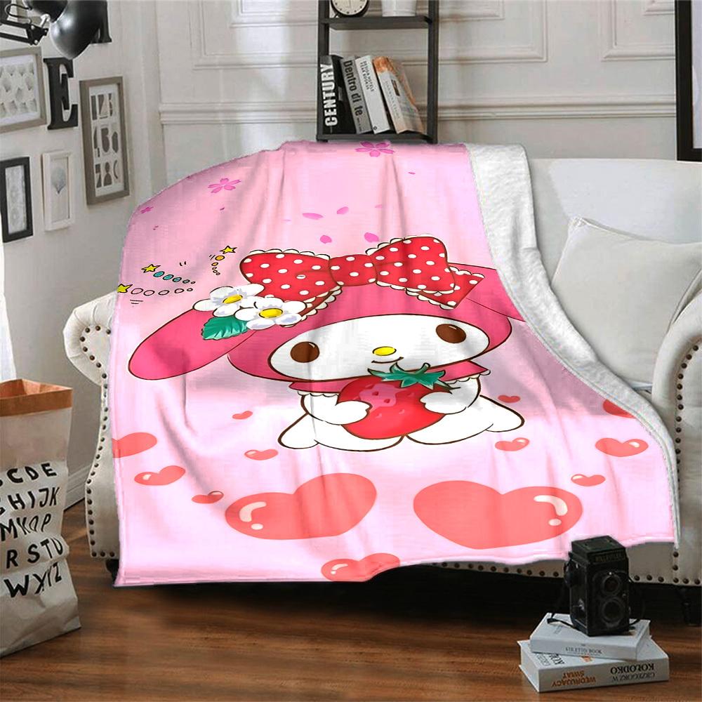 1 Stück My Melody Erdbeer-Decke Leichte Flanell-Kuscheldecke für Sofa Bett Reise Camping Wohnzimmer Büro Couch Stuhl