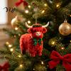 Cute Animal Pendant for Holiday Party Highland Yak Ornament Christmas Tree Hanging Decor, 2D Flat Acrylic Ornaments with Gold String Festive