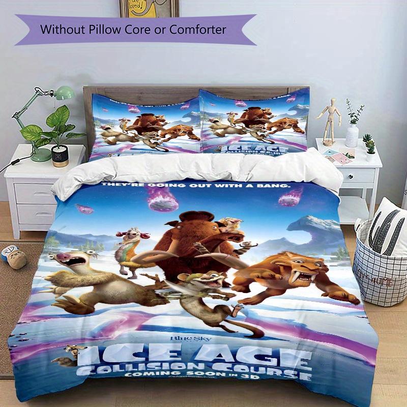 3pcs The Ice Age Adventures Printed Quilt Set, Soft and Comfortable Quilt Cover for Bedroom, Guest Room and Dormitory Decorative Bedding Set