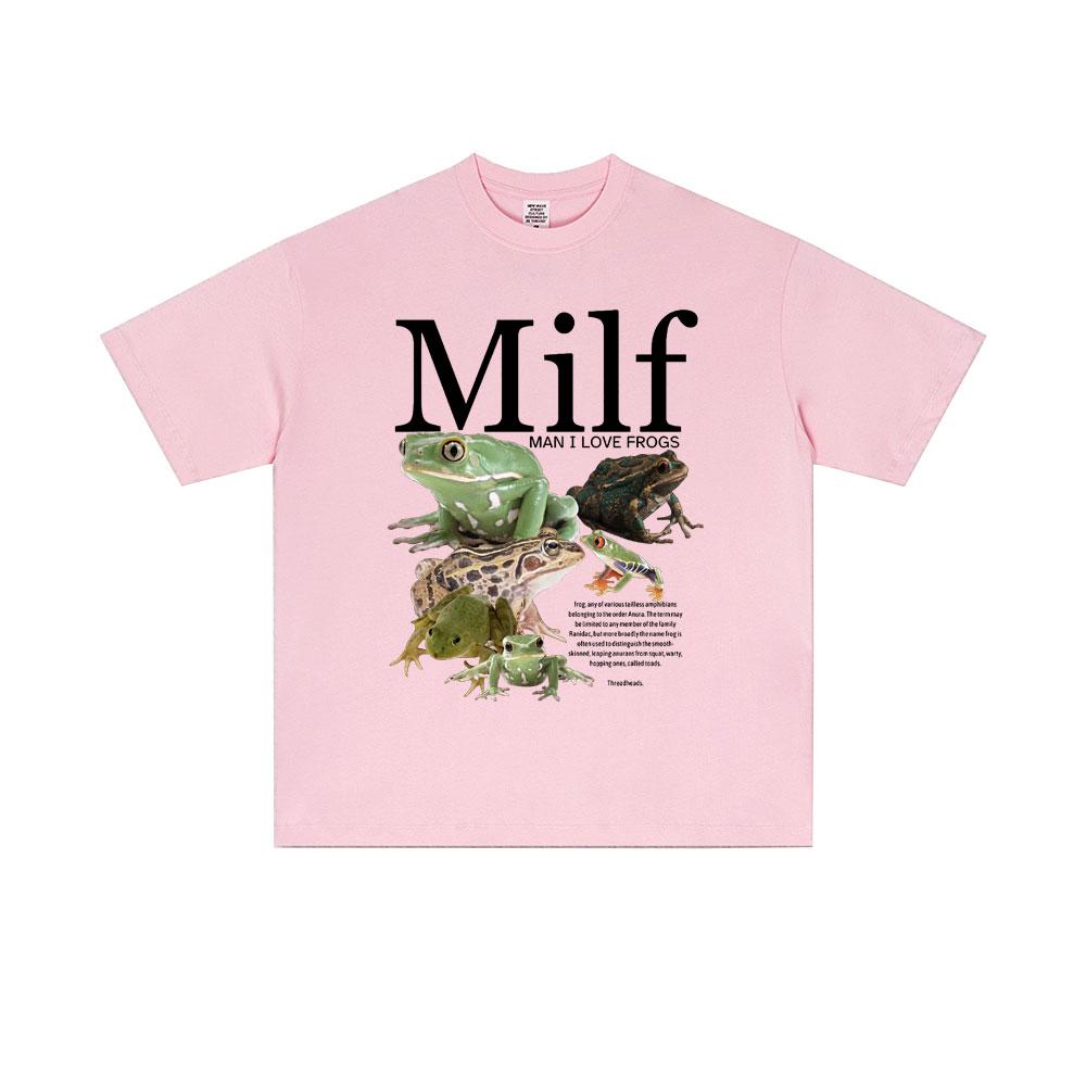 MILF Man I Love Frogs Funny Frog Amphibian Lovers Meme T Shirt Men Women Casual Cotton Vintage Short Sleeve Oversized Tshirts