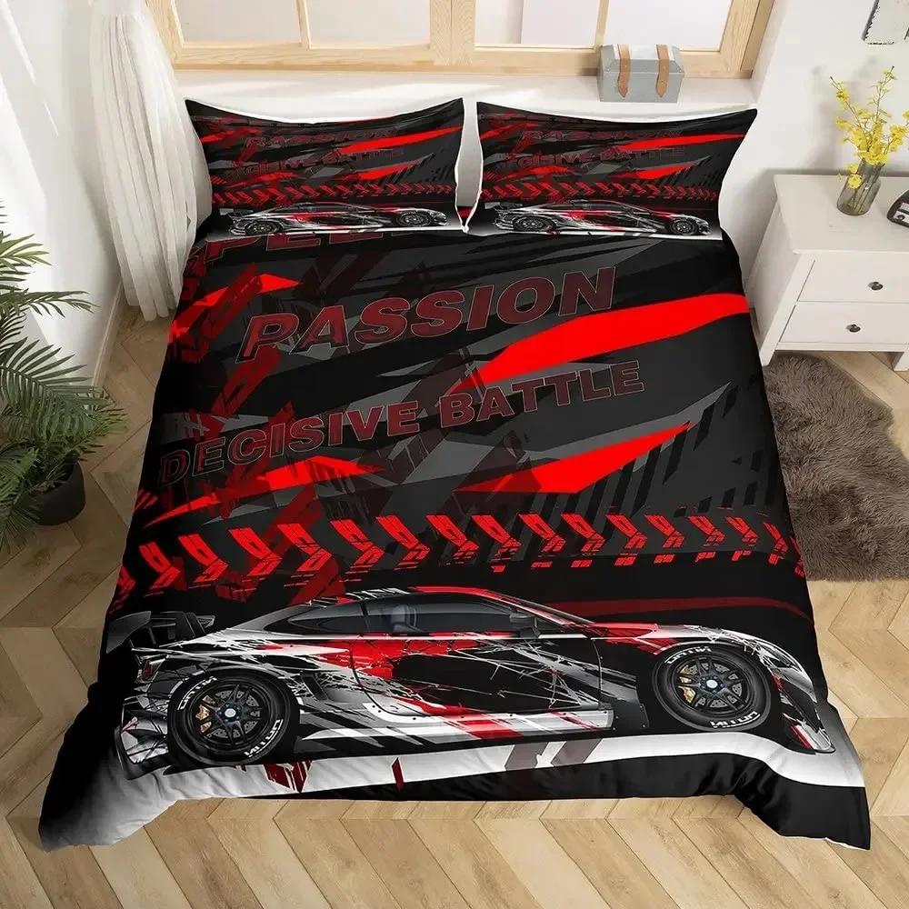 Auto da Corsa Ragazzi Auto Sportiva Comodo Copripiumino Federa Set Biancheria da Letto Decorazione Camera da Letto Bambini Tessile per la Casa