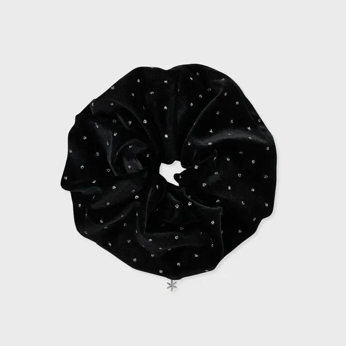 snow charm velvet big hair scrunchie black