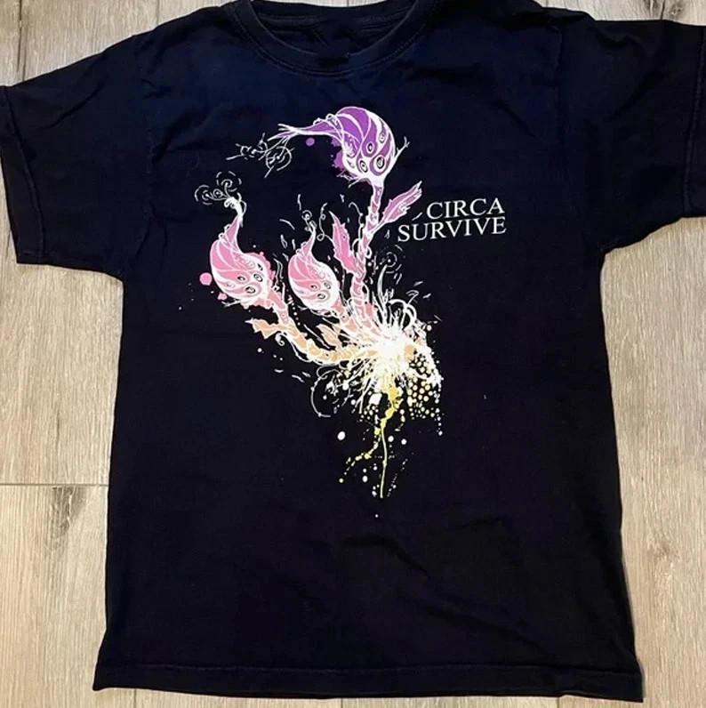 Circa Survive Винтажная Черная Футболка с Коротким Рукавом Все Размеры Репринт S
