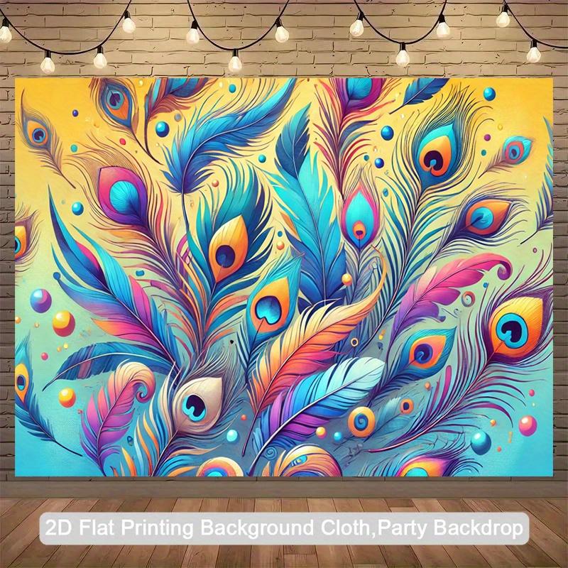 1piece of2D Flat Surfacewith Colorful Feather Pattern Polyester Photo Background Clothfor Festival Parties and Birthday Gifts