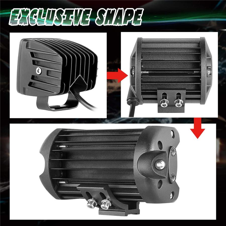 2Pcs 5 Inch 260W 26000LM LED Light Bar Spot Flood Combo Beam Off Road Driving Light LED Cubes LED Work Light Fog Lamps