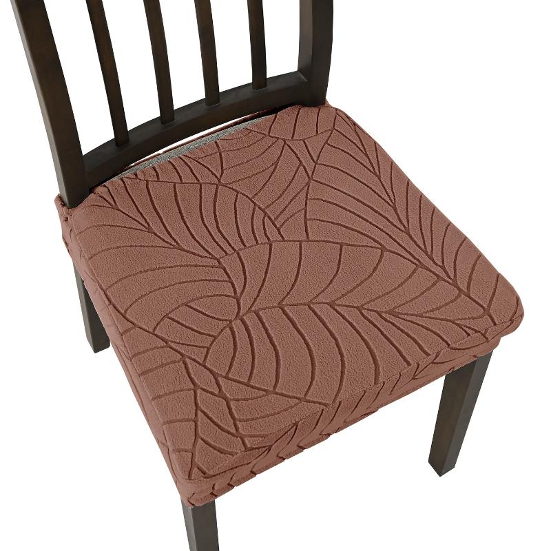 Stretch Dining Chair Cover 1pc Leaf Jacquard Dustproof Slipcover Easy to Install for Home Hotel Wedding Decoration