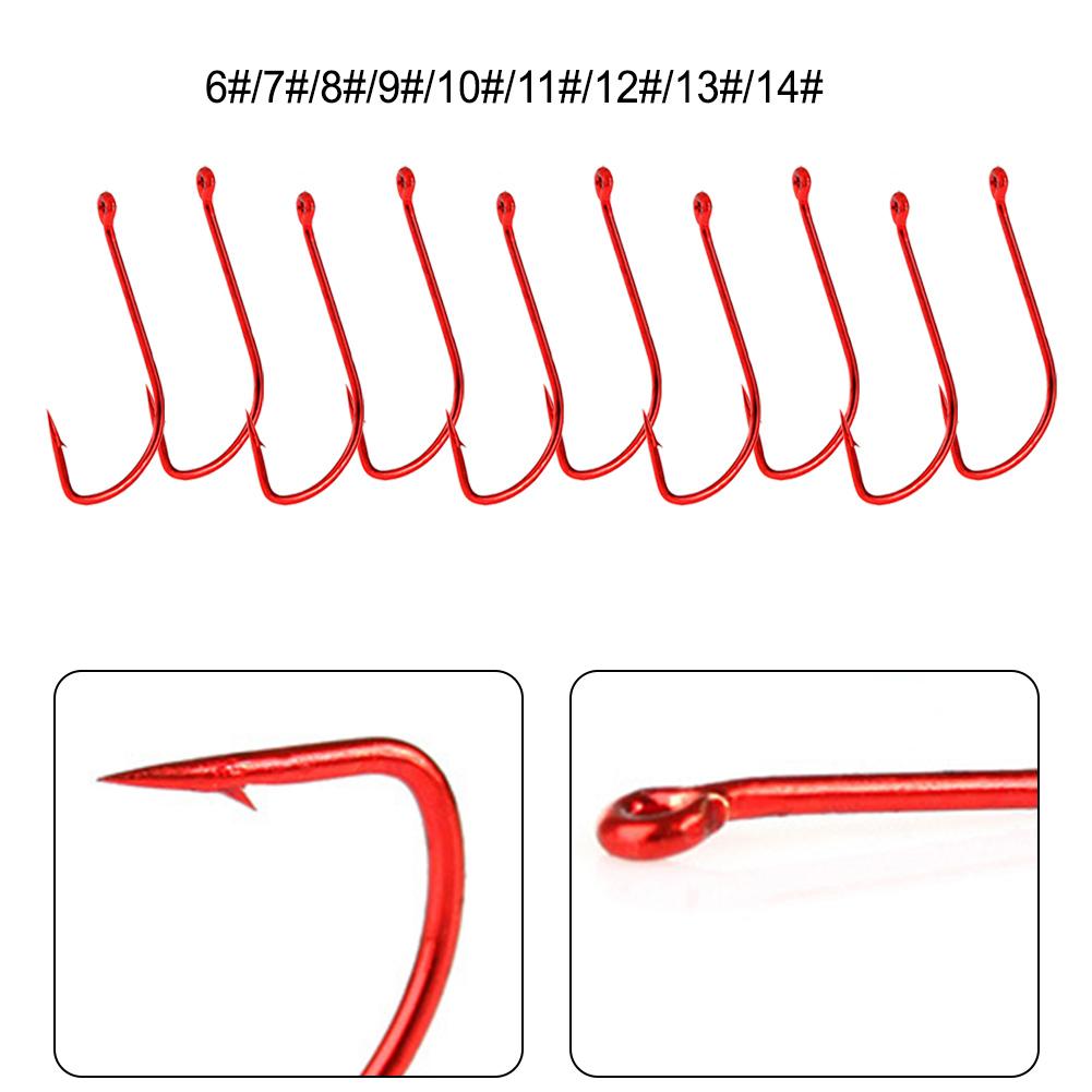Red 10 Pcs/bag Hooks 11#/12#/13#/14# 6#/7#/8#/9#/10#