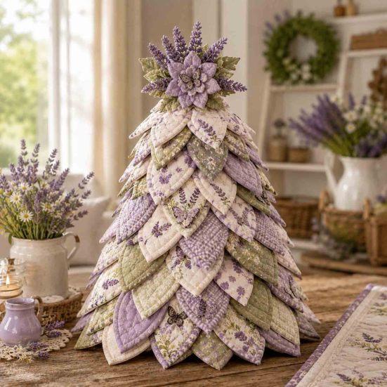 Handgefertigtes Weihnachts-Tischornament DIY Gesteppter 3D-Baum Bastelset für Anfänger, Stoffflickerei Dekoratives Kunstset Feiertagsdekoration, Festlich