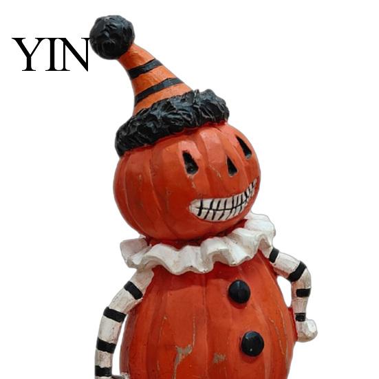 Cute Spooky Shelf Sitters Wooden Halloween Resin Figurines, Pumpkin Scarecrow Wizard Owl Black Cat Figurine Statue, Rustic Desktop Tabletop Ornaments