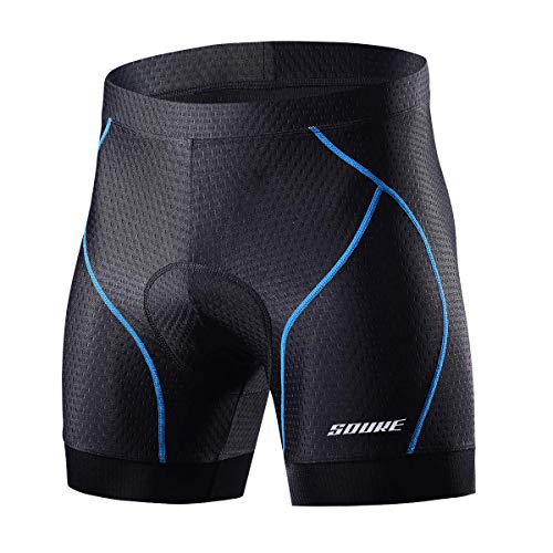 

Souke Sports Men s Cycling Inner Pants with 4D Padding, Pain Relief, Lightweight, Quick-Drying, Anti-Slip, Cycling Wear, Road Bike Pants, Blue, Size M