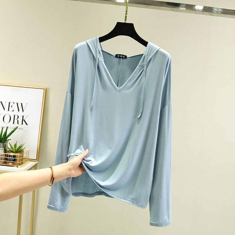 

Modal Long Sleeve Thin T-shirt Loose Sun-Protection Shirt Blue XL (60.00 kg-70.00 kg recommended