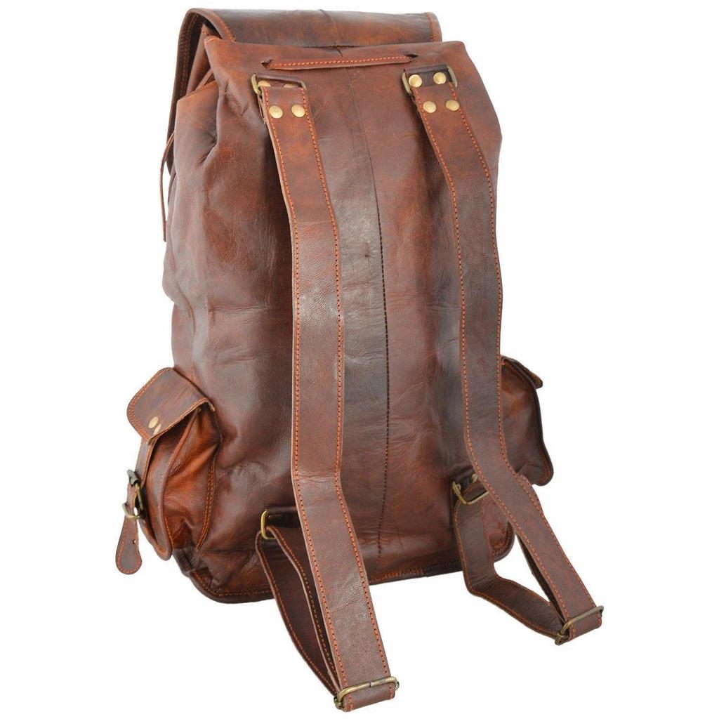 Real Genuine Men's Leather Backpack Satchel Rucksack Laptop Vintage Brown Bag