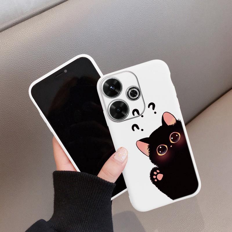Cute Cat Soft Silicone Case For Samsung A55 M35 S24 Xiaomi Redmi Note 13 Pro 13C 14 Poco C65 iPhone 15 Huawei Honor 200 Realme Camera Shockproof Cover