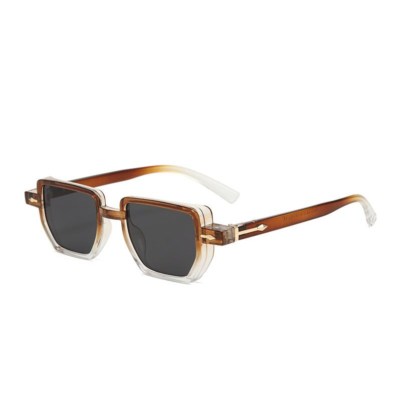 Vintage Polygon Square Women Sunglasses Fashion Clear Ocean Lens Shades UV400 Men Rivets Sun Glasses Oculus