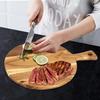 Round Wooden Pizza Plate with Handle - Multifunctional Kitchen Cutting Board and Snack Tray
