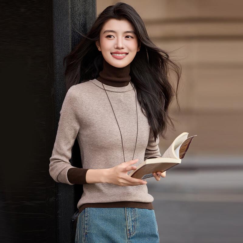 

Bailuyu Women s Color-block High-neck Knit Sweater L