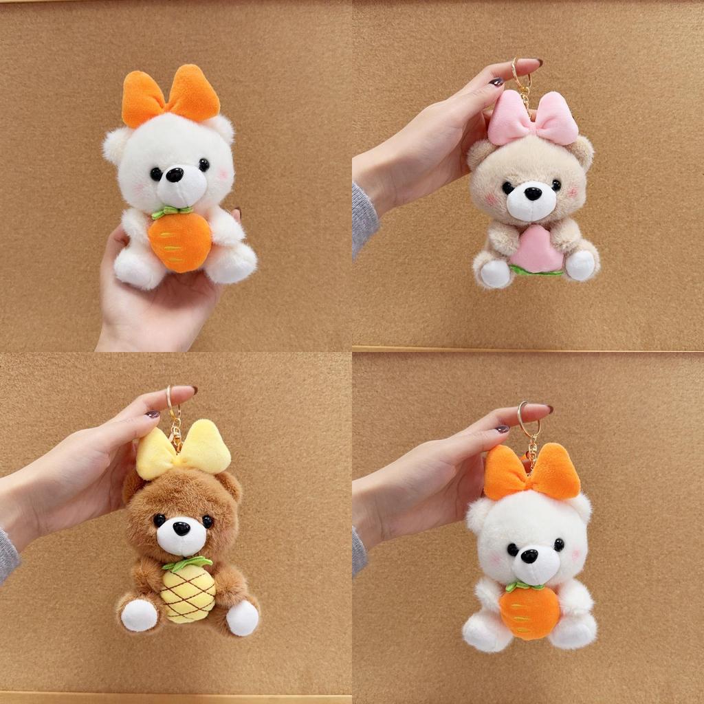 Cartoon Style Bear Plush Keyring With Short Fleece Material For Backpack Accessories