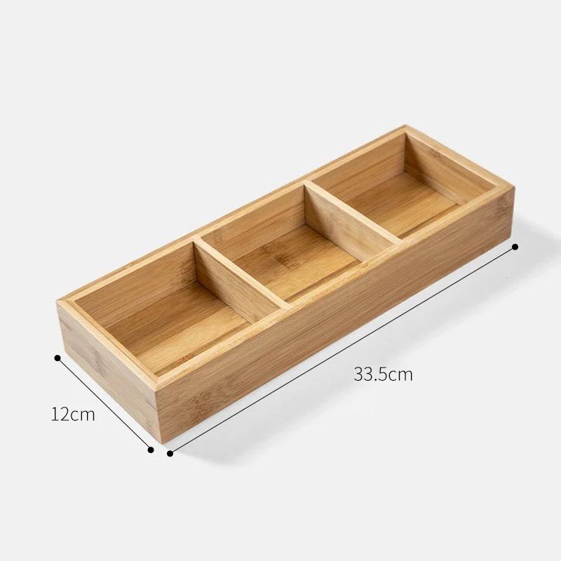 Bamboo Divided Nut Storage Tray Wooden Dried Fruit Candy Serving Trays with Lid Snack Dim Sum Platter for Parties Family