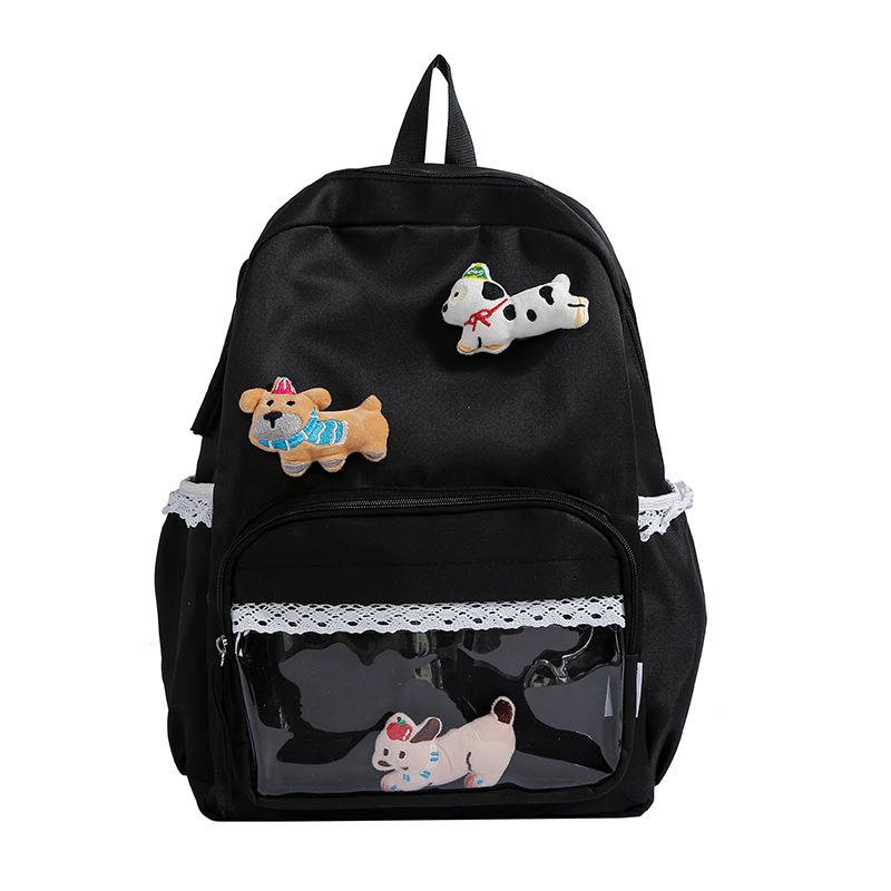 

2026 Cartoon Transparent Pain Bag Female Backpack Large Capacity Student Backpack Outward Travel Backpack large чёрный
