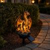 Golden Gorilla Solar Sculpture Dragon Garden Statue Light Gothic Medieval Resin Outdoor Lantern Sculpture Magical Fantasy Decor for Yard Patio,