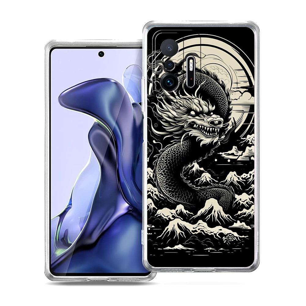 Transparent Phone Case for Xiaomi Mi 14 13 12 11 Ultra Poco X3 NFC F3 F6 Pro Soft TPU Shell Trend Fashion Cartoon Chinese Dragon